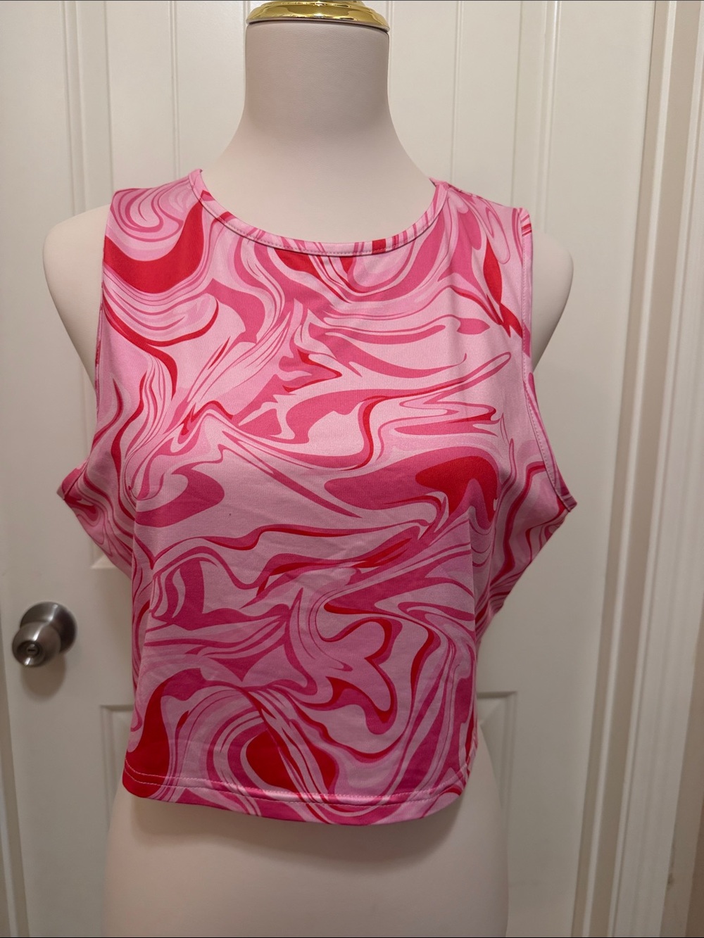 Pink Swirl Crop Tank Top